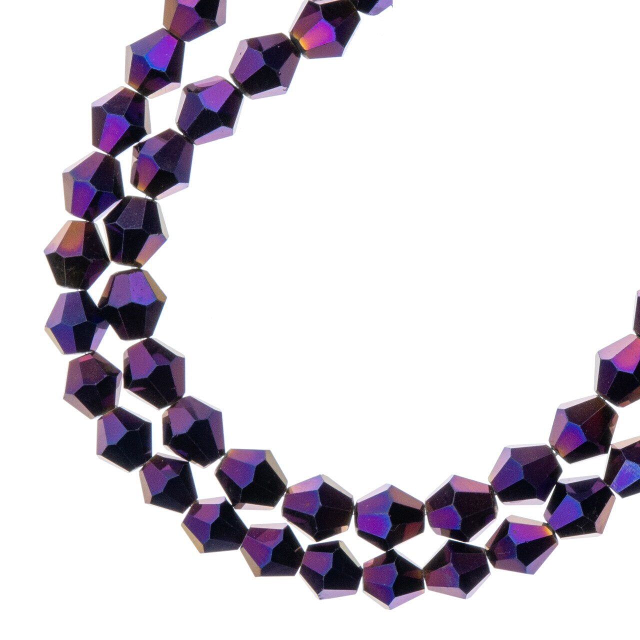 Crystal Lane DIY 2-Strand 7in Opaque Iris Finish Glass Bicone Bead Strands